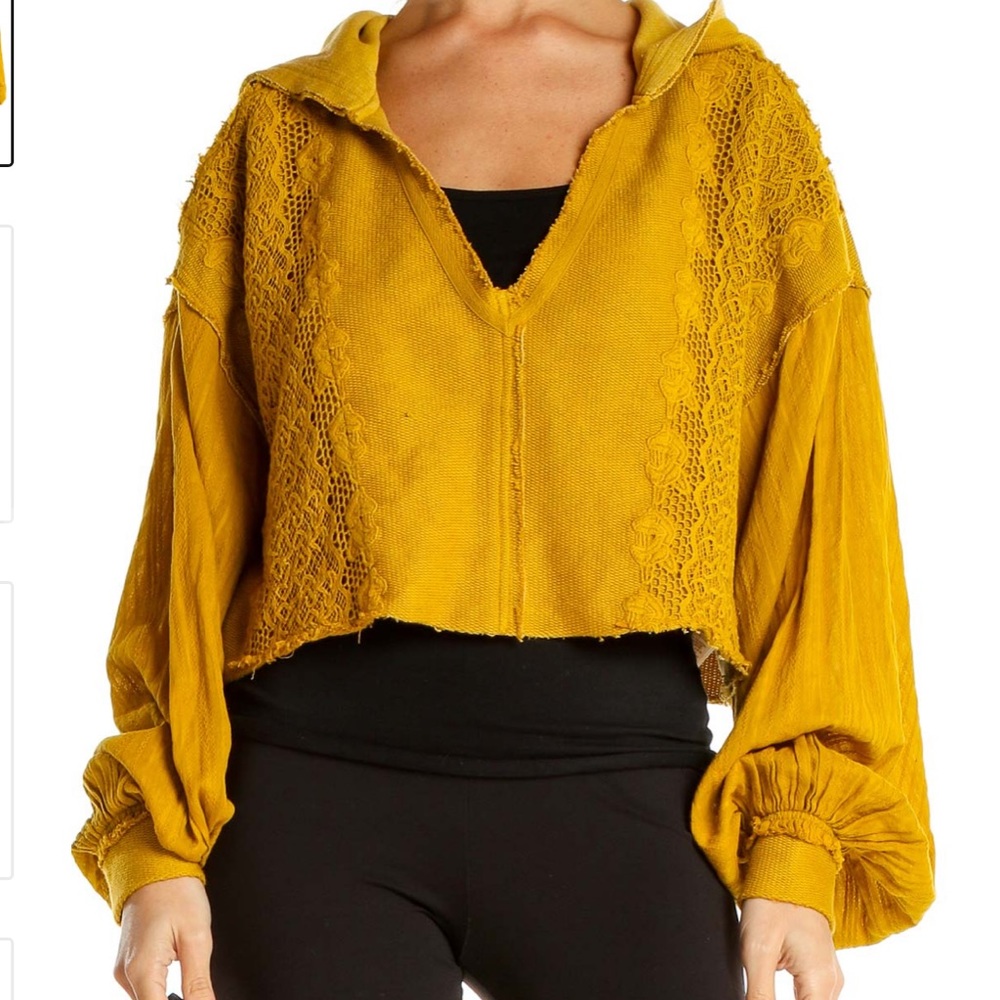 Free People Cropped Hooded Top